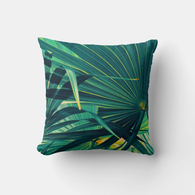Almofada Folhas tropicais de palmeira (Frente)