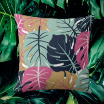 Folhas Tropicais de Palmeira em Rosa e Azul | Deco