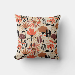 Almofada Folhas tropicais desenhadas à mão com um padrão