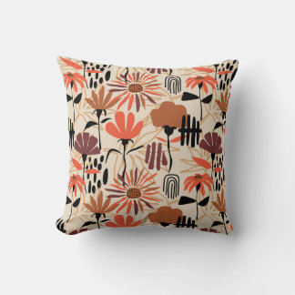 Almofada Folhas tropicais desenhadas à mão com um padrão se