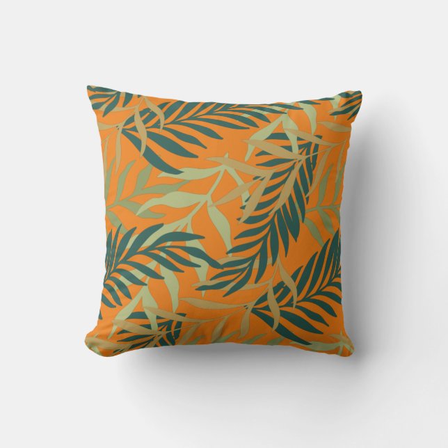 Almofada Folhas Tropicais Design Verde da Natureza (Frente)