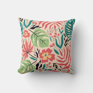 Almofada Folhas tropicais e flores: Fusão de safra