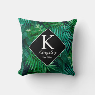Almofada Folhas Tropicais Elegantes Nome da Família Casa de