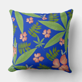 Almofada Folhas tropicais em azul