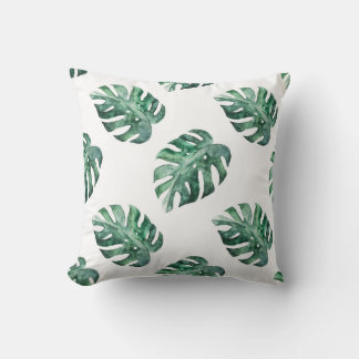 Almofada Folhas tropicais verdes, padrão aquarela