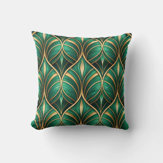 Almofada folhas tropicais vibrantes e flores laranja (Frente)