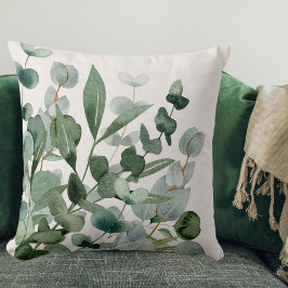 Almofada Folhas Verde Vegetação Folhagem Aquarela