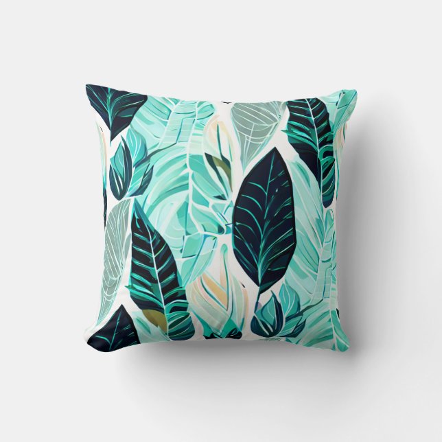 Almofada Folhas verdes em boho design (Frente)