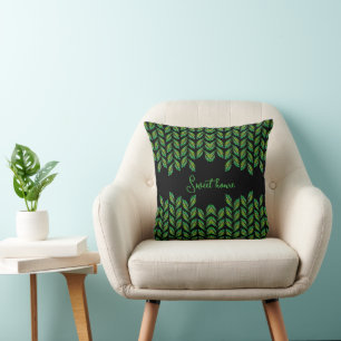 Almofada Folhas verdes neon - arte fractal, costume