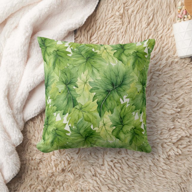 Almofada Folhas Verdes Únicas Elegantes Modernas Vegetação  (Cobertor)