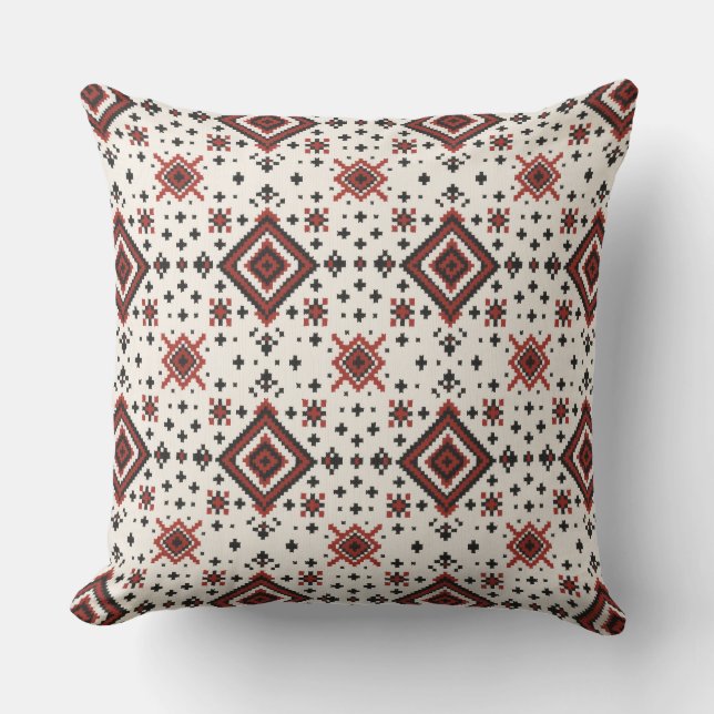 Almofada Folk Diamond Cross Stitch Seamless Pattern (Frente)