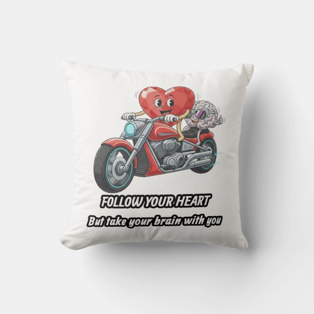 Almofada Follow your heart take your brain (Frente)