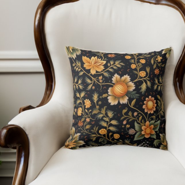 Almofada Folter Art Floral Dark Verde com Flores de Ouro (Criador carregado)