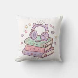 Almofada Fones de Ouvido de Gato Gamer Fofo Livros Travesse