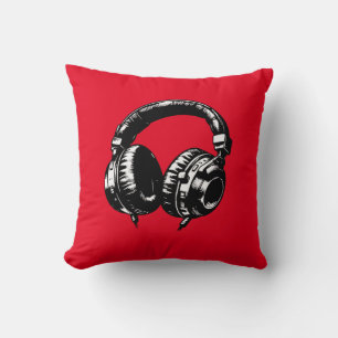 Almofada Fones de ouvido de música Black DJ