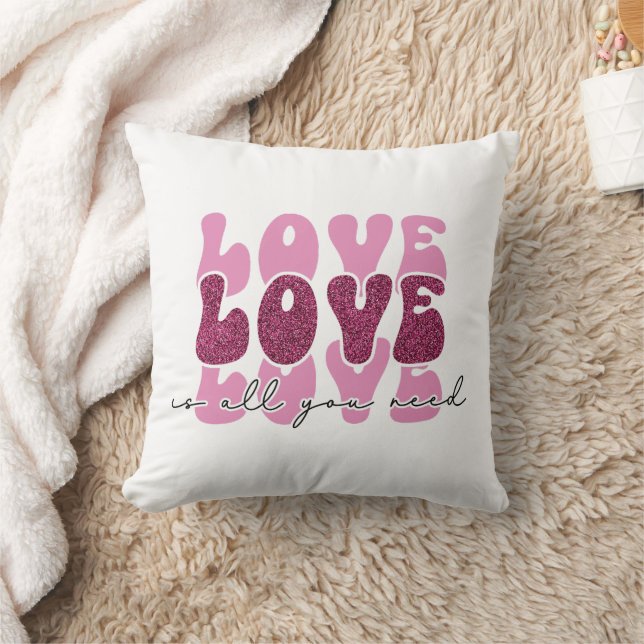Almofada Fonte de bolha empilhada "Amor" Rosa (Cobertor)