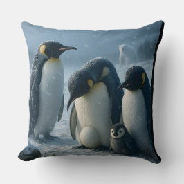Almofada For a penguin family and chick Arctic Winter throw