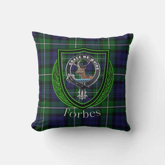 Almofada Forbes Scottish Clan Tartan & Crest (Frente)
