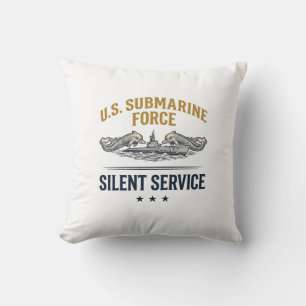 Almofada Força Submarina Vintage Serviço Silencioso Vetor D