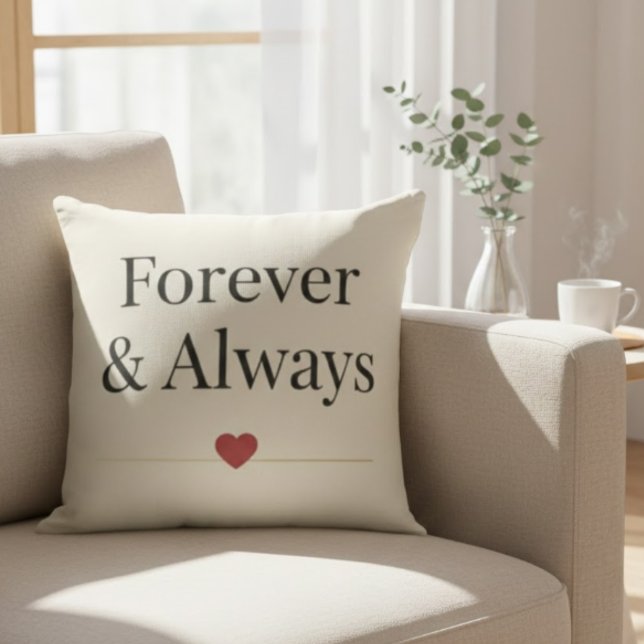 Almofada Forever & Always | Minimalist Romantic Quote Throw (Criador carregado)