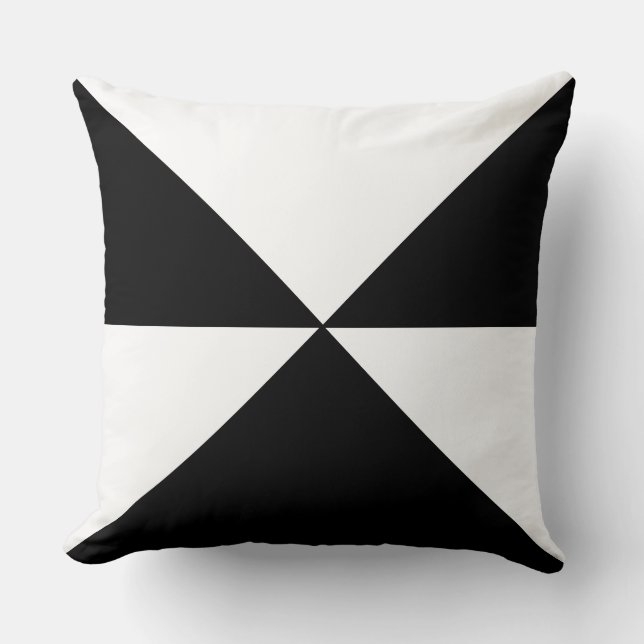 Almofada Forma Geométrica Abstrata em Preto e Branco (Frente)
