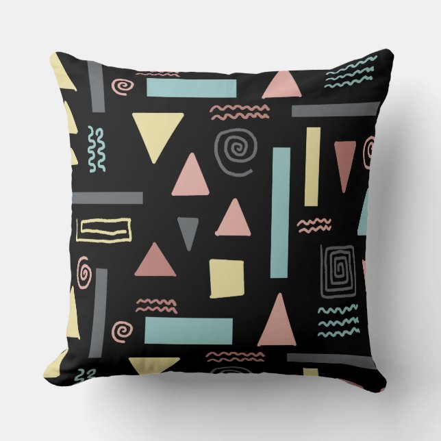 Almofada Forma geométrica padrão preto (Frente)