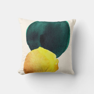 Almofada Forma Orgânica Abstrato Watercolor Amarelo Verde