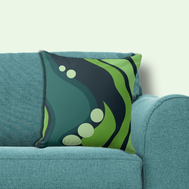 Almofada Formas abstrato Azul e Verde de Fluxo Orgânico (Abstract Blue & Green Organic Flowing Shapes Throw Pillow)