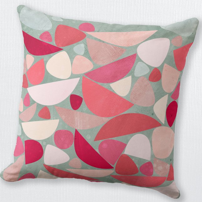 Almofada Formas Abstrato modernas cor-de-rosa (Modern abstract pink and sea foam throw pillow)