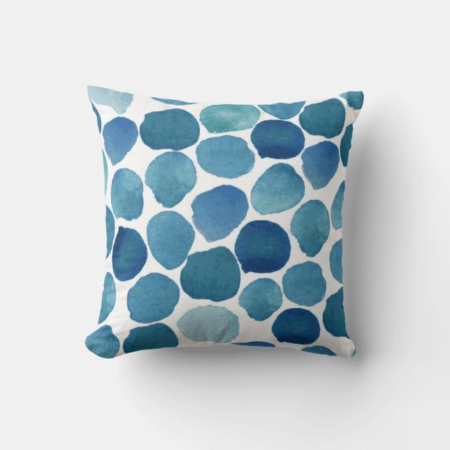 Almofada Formas de aquarela azul-marinho moderno bolinha (Frente)