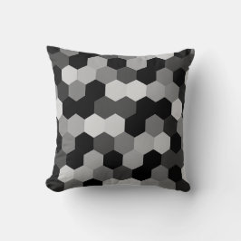 Almofada Formas de Hexágono Geométrico Negro e Branco