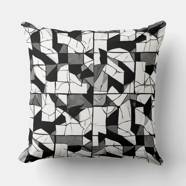 Almofada Formas Geométricas Abstratas em Preto e Branco (Frente)