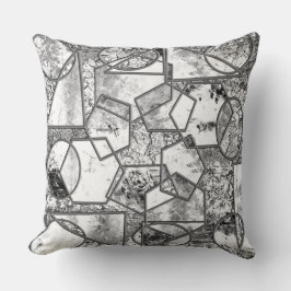Almofada Formas geométricas com estranhas texturas cinzenta