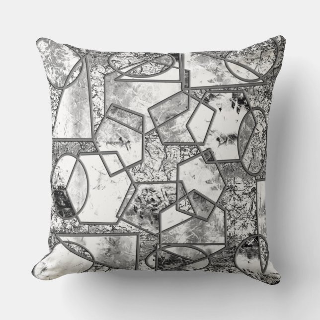 Almofada Formas geométricas com estranhas texturas cinzenta (Frente)