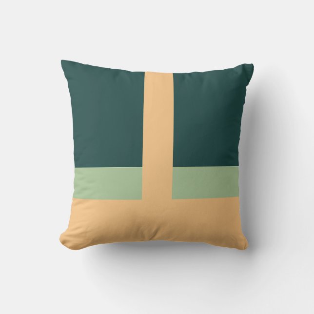 Almofada Formas Geométricas Cores de Apricot Verde Abstrato (Frente)