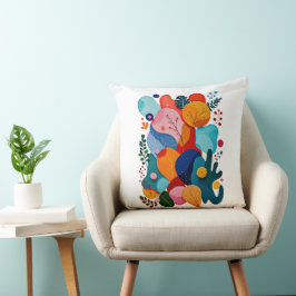 Almofada Formas Orgânicas Abstratas Coloridas Floral Boho