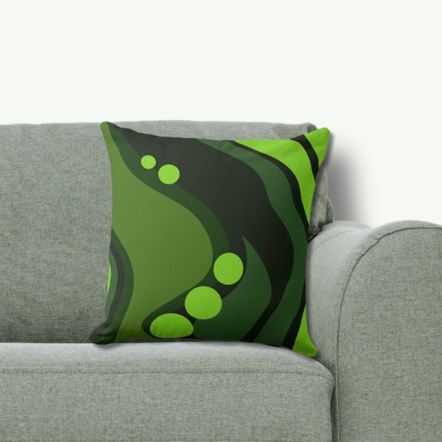 Almofada Formas Orgânicas Verdes Fluídas Abstratas (Abstract Green Organic Flowing Shapes Throw Pillow)