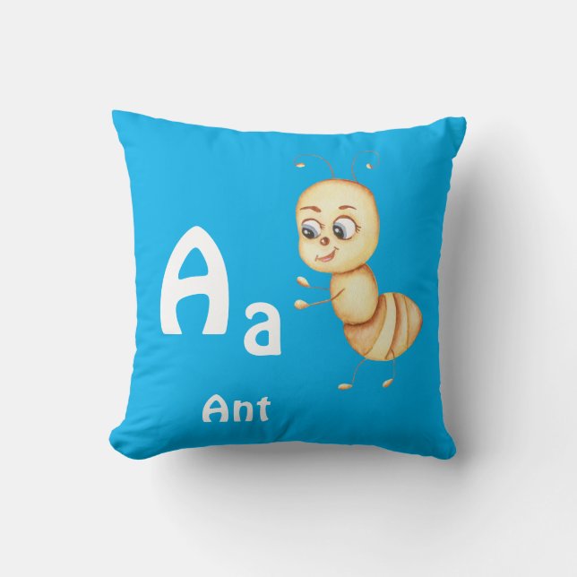 Almofada Formiga personalize ABC: Letra A - Adicione Seu No (Frente)