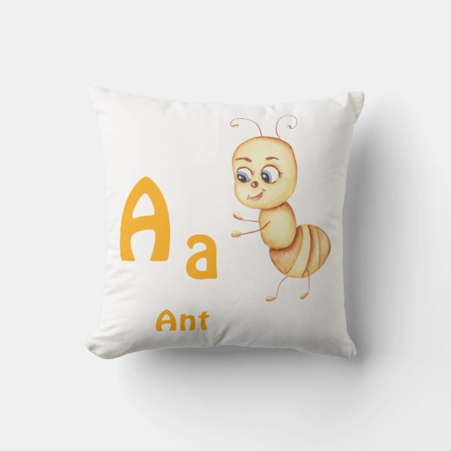Almofada Formiga personalize ABC: Letra A - Adicione Seu No (Frente)
