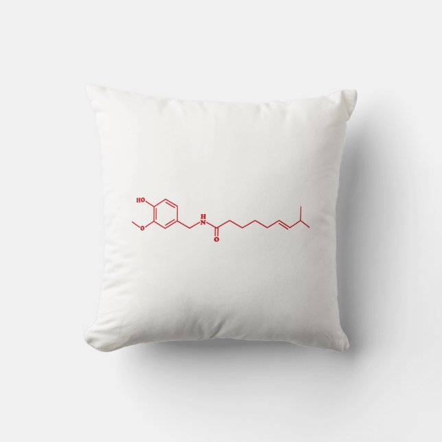 Almofada Fórmula Química Molecular de Capsaicina Chili (Frente)