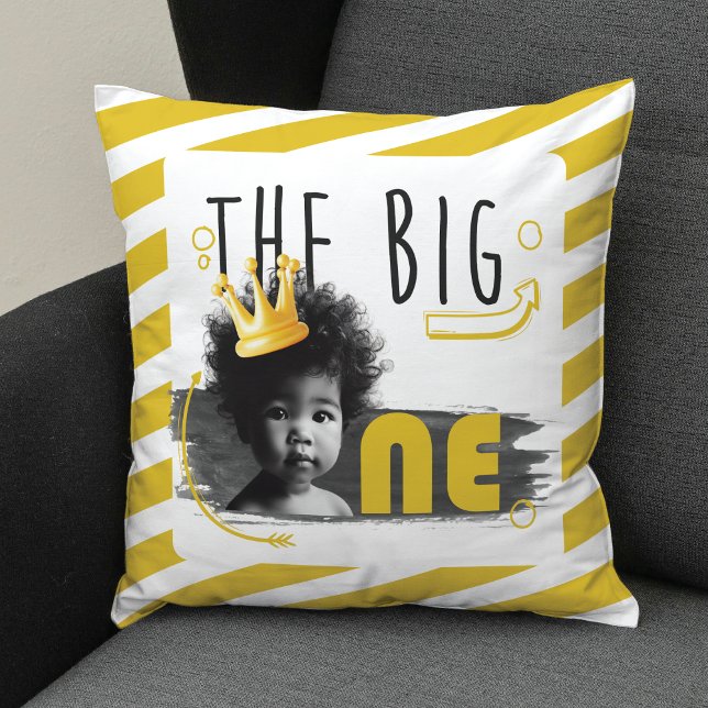 Almofada Foto BIG ONE Personalizada Preto Branco Amarelo Br (Criador carregado)