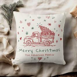 Almofada Foto Da Família De Caminhões Retro Natal Cozy Whim