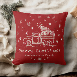 Almofada Foto Da Família De Caminhões Retro Natal Cozy Whim
