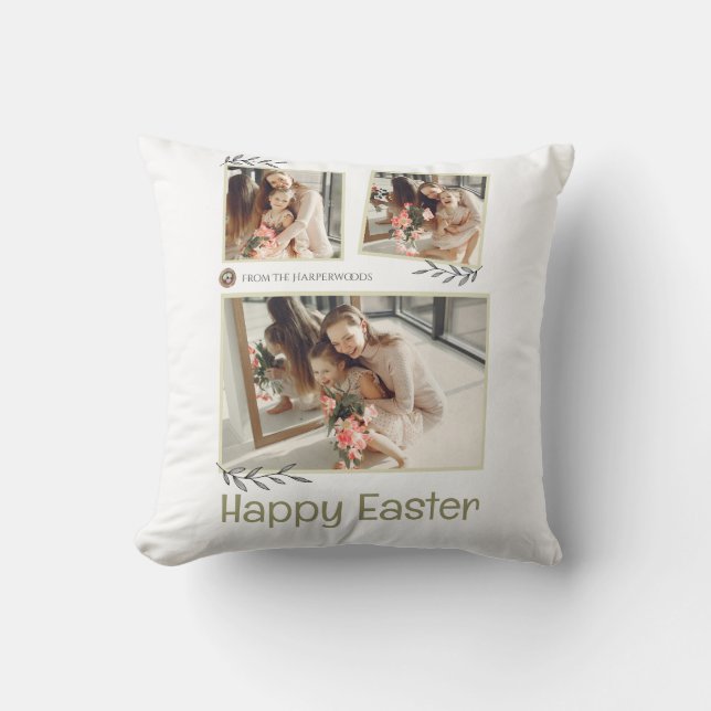 Almofada Foto da família Easter Eggs, Bênçãos de Páscoa Ele (Frente)