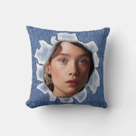 Almofada Foto da família em um travesseiro denim