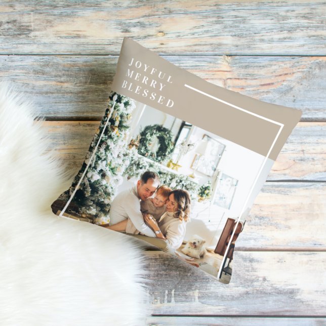 Almofada Foto da família moderna | Feliz alegre abençoada (Criador carregado)