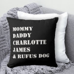 Almofada Foto da Família Personalizada do Name Modelo<br><div class="desc">Travesseiro de Fotografia da Família Personalizada do Nome Modelo de Ricaso - manutenção perfeita</div>