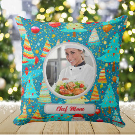 Almofada Foto da Mãe do Chef Personalizado da Árvore de Nat