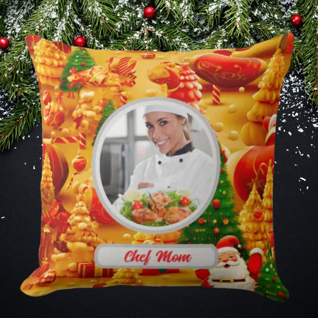 Almofada Foto da Mãe do Chef Personalizado da Árvore de Nat (Criador carregado)