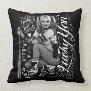 Almofada Foto da tipografia do pelotão Harley Quinn do